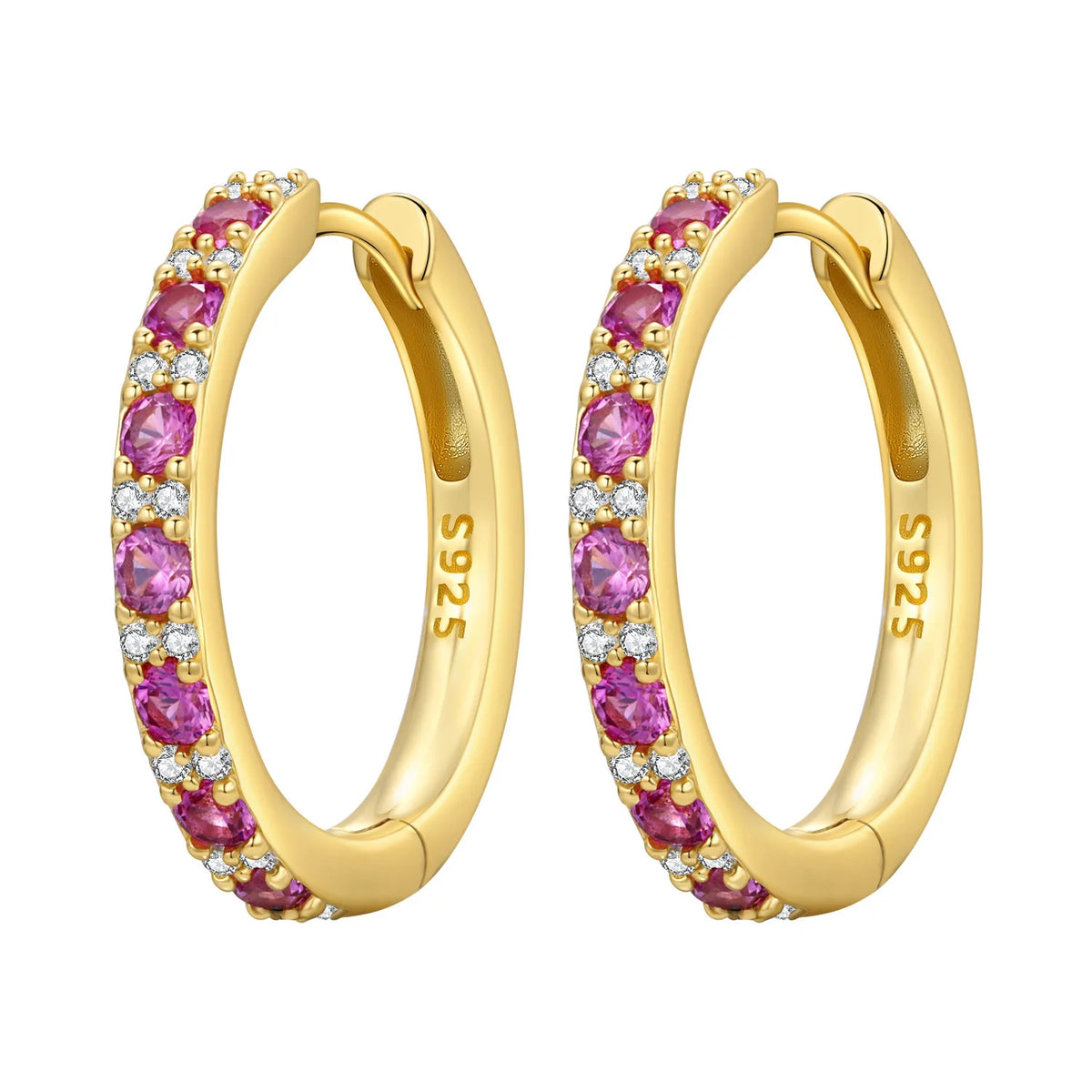 PANPOKI S925 Sterling Silver Purple Zircon Series Earrings Hoop Earrings For Women Jewelry Original Party Trendy Gifts