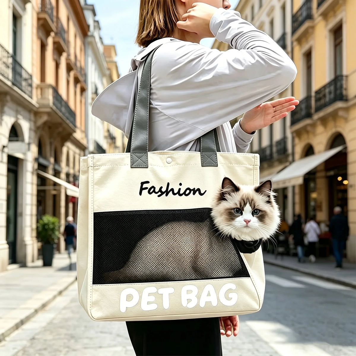 Fashion Portable Pet Tote Bag Breathable Mesh Cat Dog Shoulder Bag Outdoor Travel Handbag Small Puppy Kitten Transport Bag