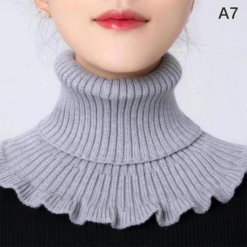 Warm Knitted Fake Collar Women Thicken Turtleneck Ruffles False Collars Detachable Neck Guard Winter Windproof Fake Collar