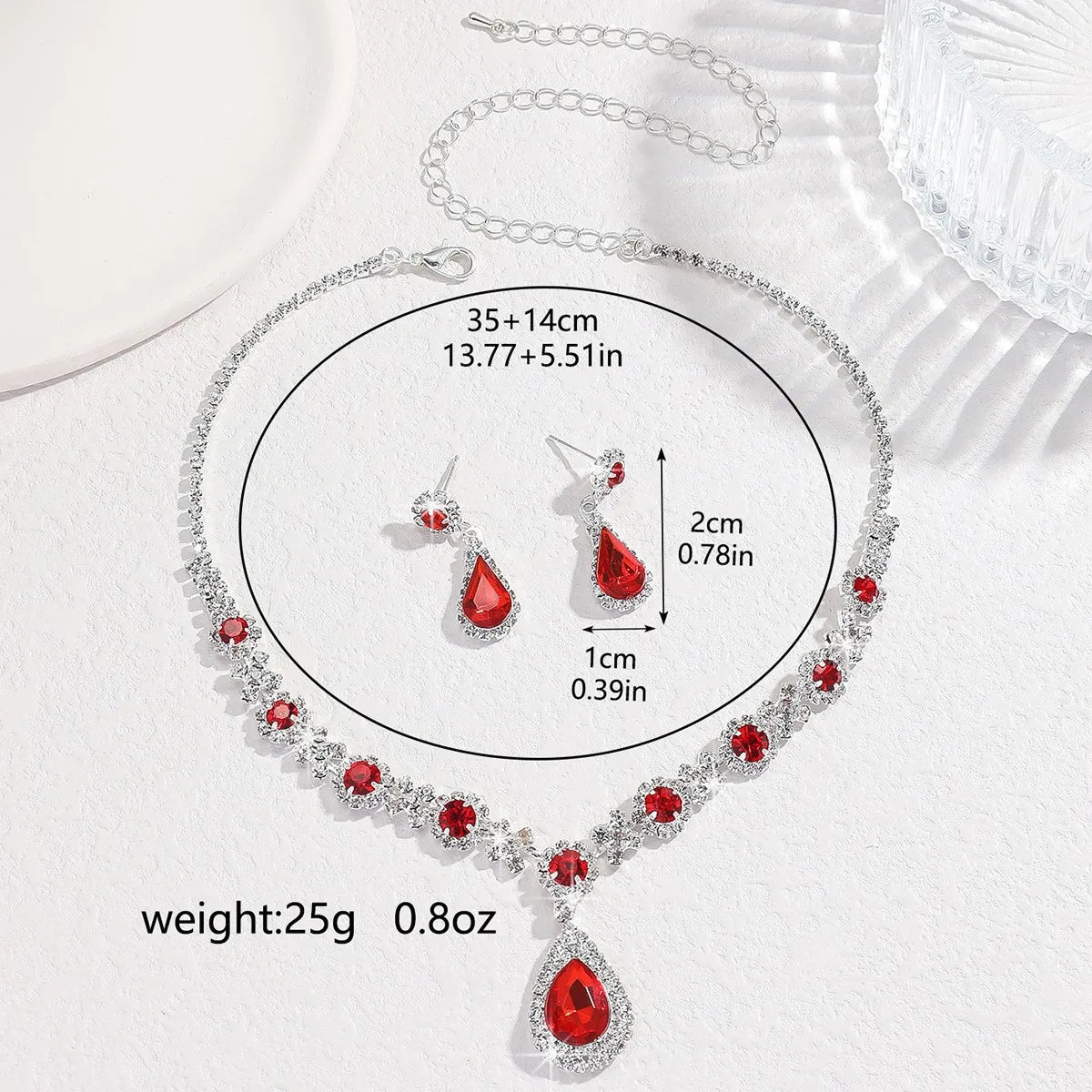 Simple and Atmospheric Water Droplet Necklace Earrings Two-Piece Set as a Surprise Birthday Gift for Girlfriend and Best Friend