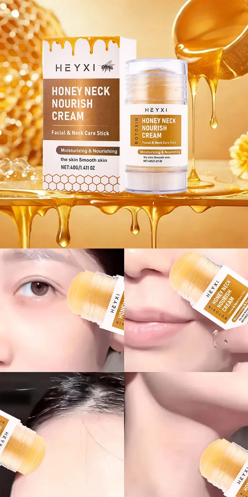Honey Neck Nourishing Cream, Natural Ingredients, Deep Moisturizing, Refreshing and Easy to Absorb, Suitable for All Skin Types