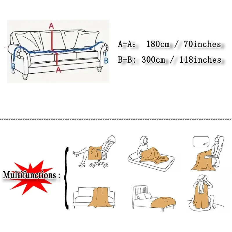 Solid Color Sofa Throw Blanket Non-slip Sofa Slipcovers Pets Kids Dust-proof Couch Armchair Covers Camping Picnic Blankets Home
