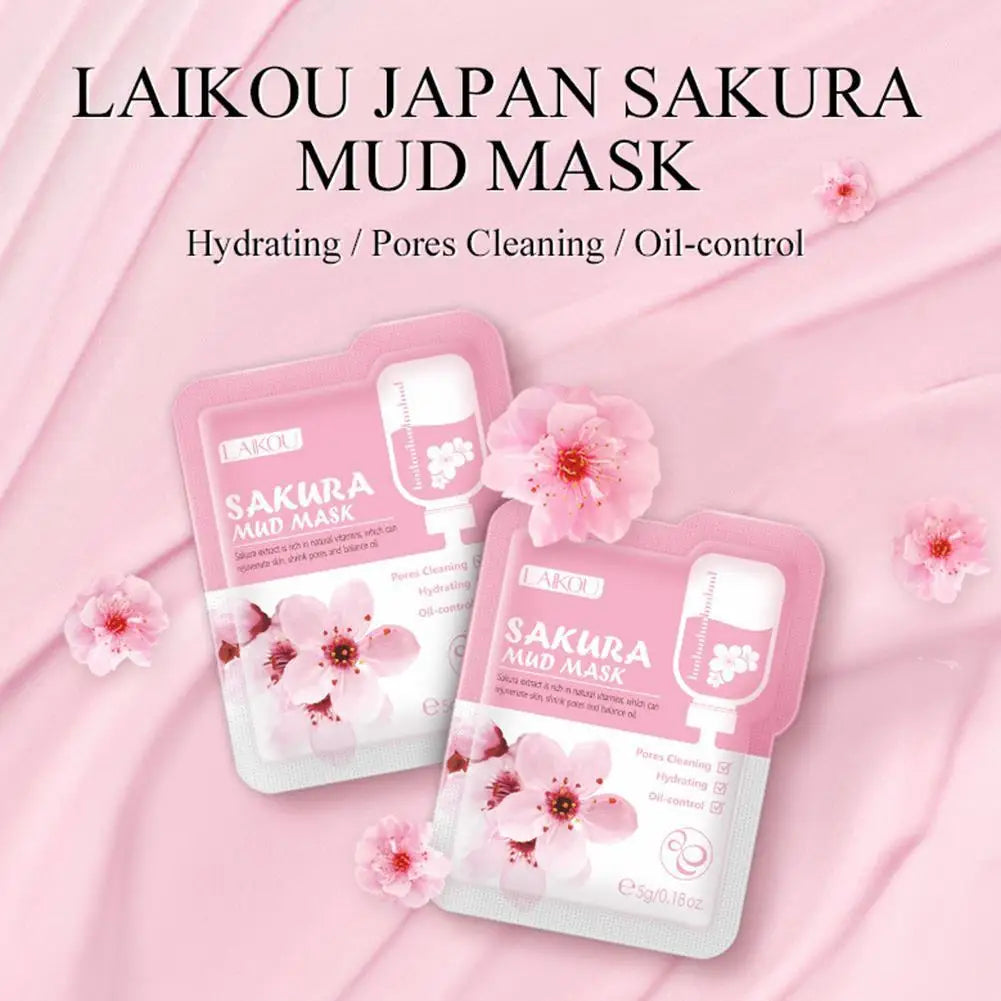 12pcs Sakura Mud Mask Brightening Hydrating Face Mask Luminous Skin Clean Facial Cleansing Clay Hydrating Anti Wrinkle Skincare