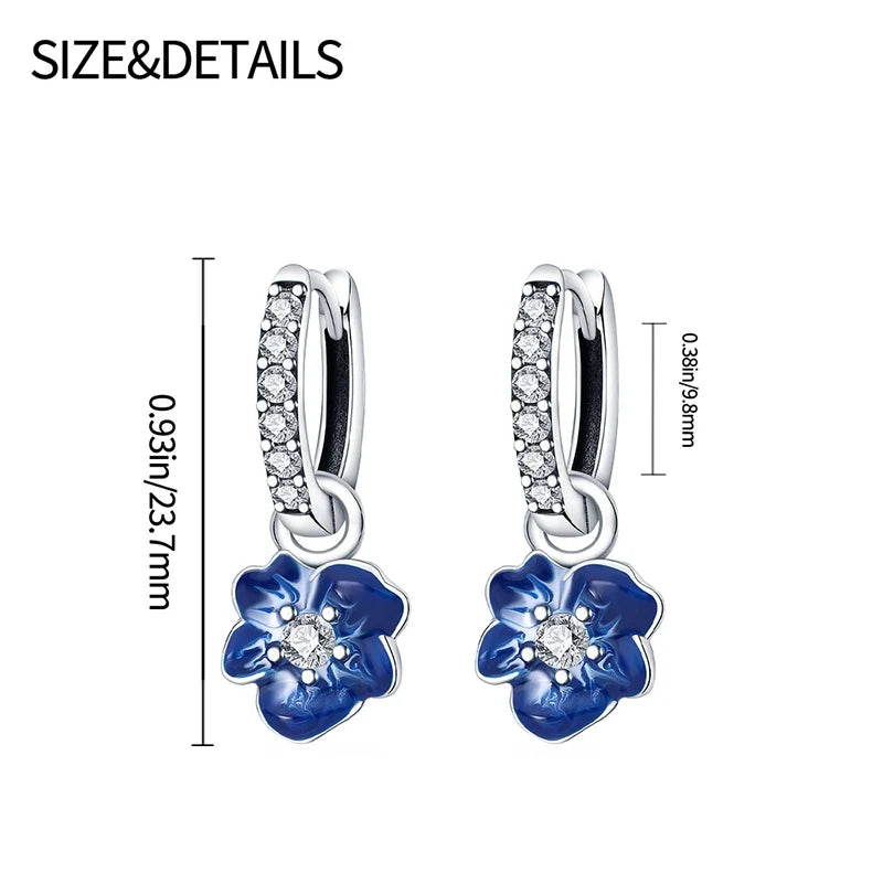 Genuine 925 Sterling Silver Love Feather Earrings Fit Original Charms Hoop For Women Girls Stud Earring Fine Jewelry Gifts