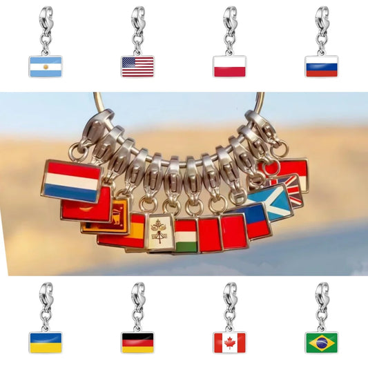 10mm Country Flag Charms Pendant Necklace Bracelet Keychain Bagchain Stainless Steel  Jewelry A Commemorative Gift For A Friend