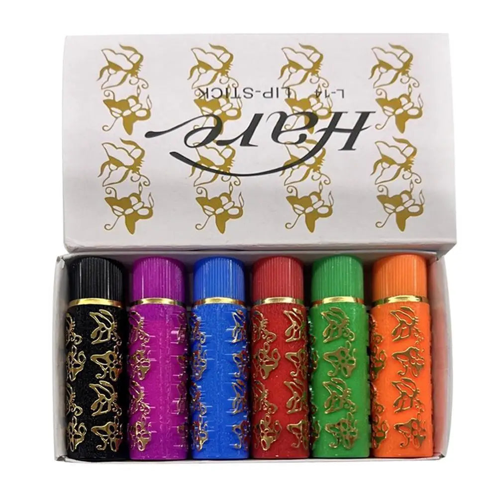 6PCS/Box Lipstick Dark Green Magic Lipgloss Lipstick Long Lasting Waterproof Butterfly Lip Tint Cosmetics Makeup Maquiagem