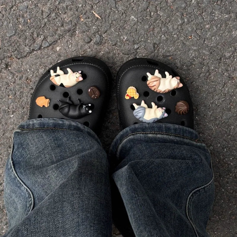 8Pcs Summer Fashion Shoe Charms for Sandals Clogs Set DIY Accessories Cute Cartoon Animals Shoes Buckle Decorations Gifts