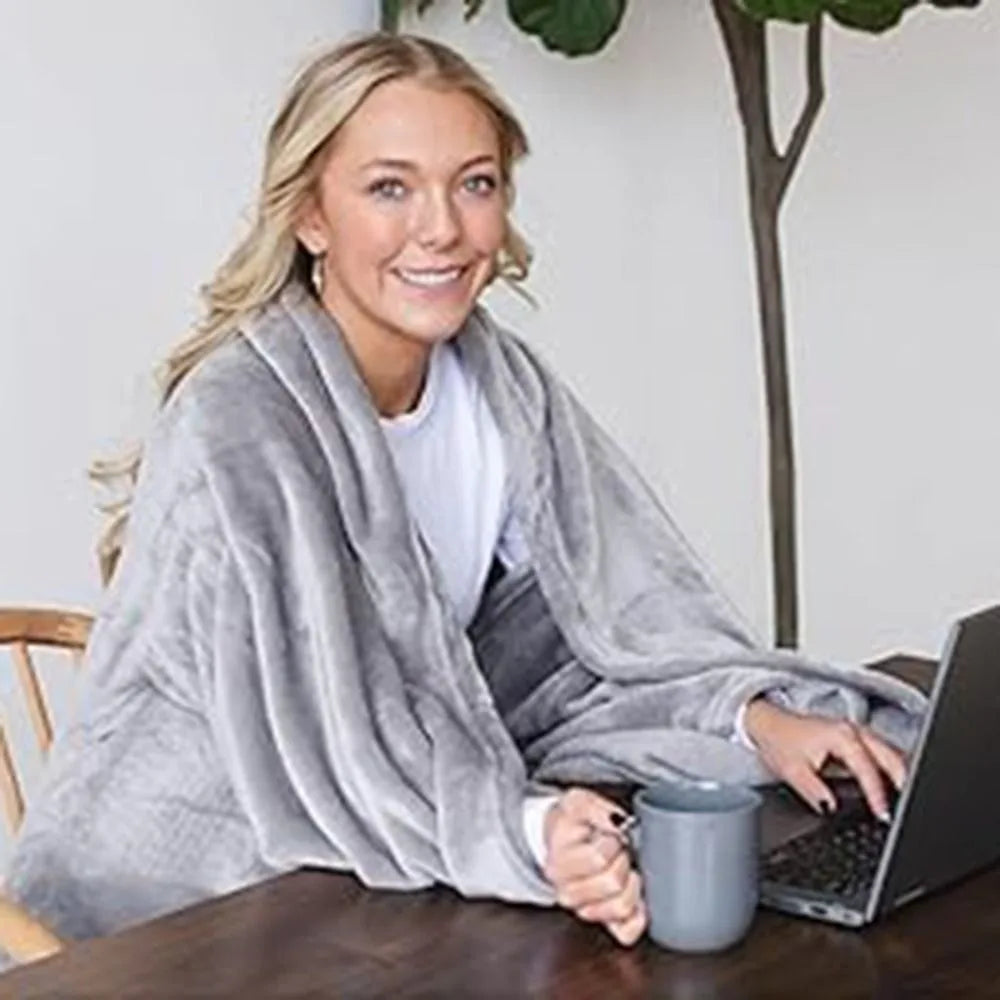 Cozy Flannel Winter Wearable Blanket Warm Sofa Throw Blanket Soft Thickened Leisure Blanket Winter
