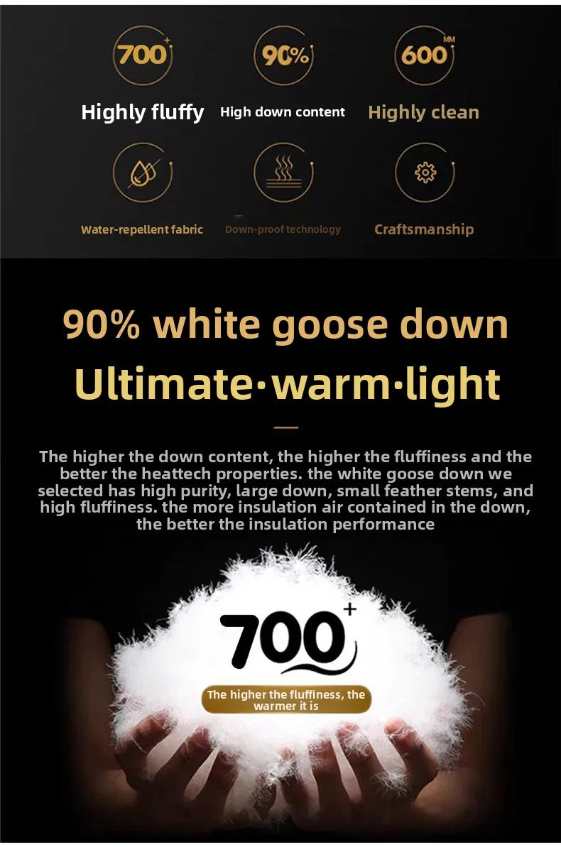High Brand White Goose Down Jacket Coat Parka Men's Clothing Winter Padded Puffer Jackets Luxury Hooded Padding Outerwear HWY309