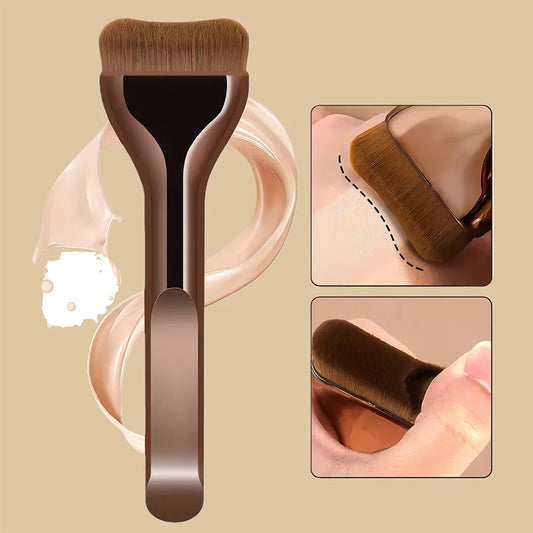 Professiona Makeup Brush, Curved Soft Bristle Foundation Brush for Even Application, Travel-Friendly