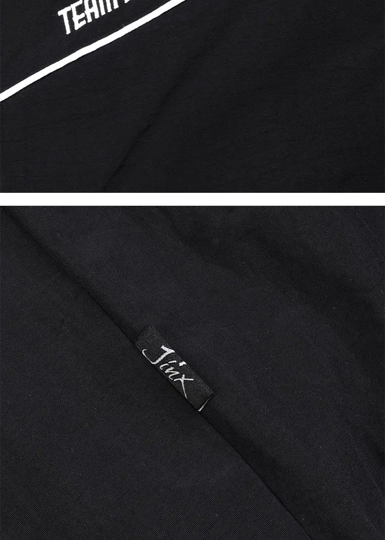 Jinx Team Black Jacket Unisex Windbreaker Sports Coat Men Women Loose Track Activewear Long Sleeve Top Embroidery Y2k Outerwears