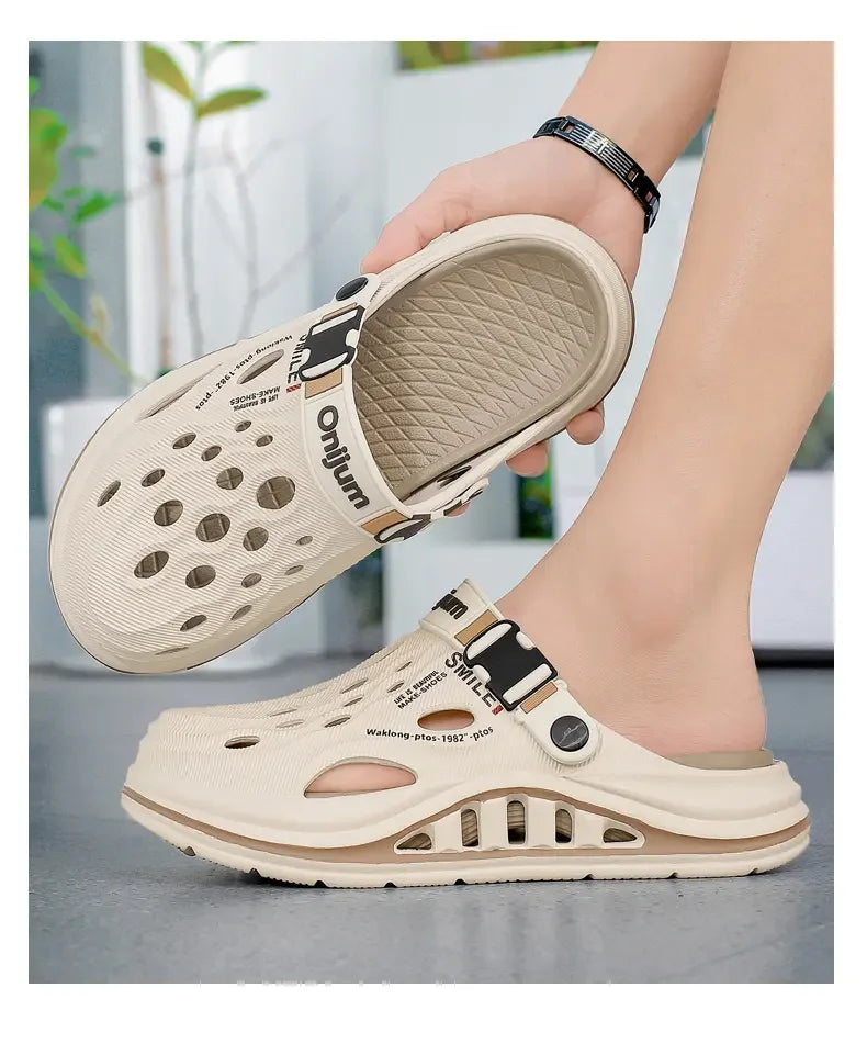 2026 New Men's Holes oes Summer Thi Bot Anti-Slip Driving Beach Slippers Spor Casual EVA Injection Moulding Footwear