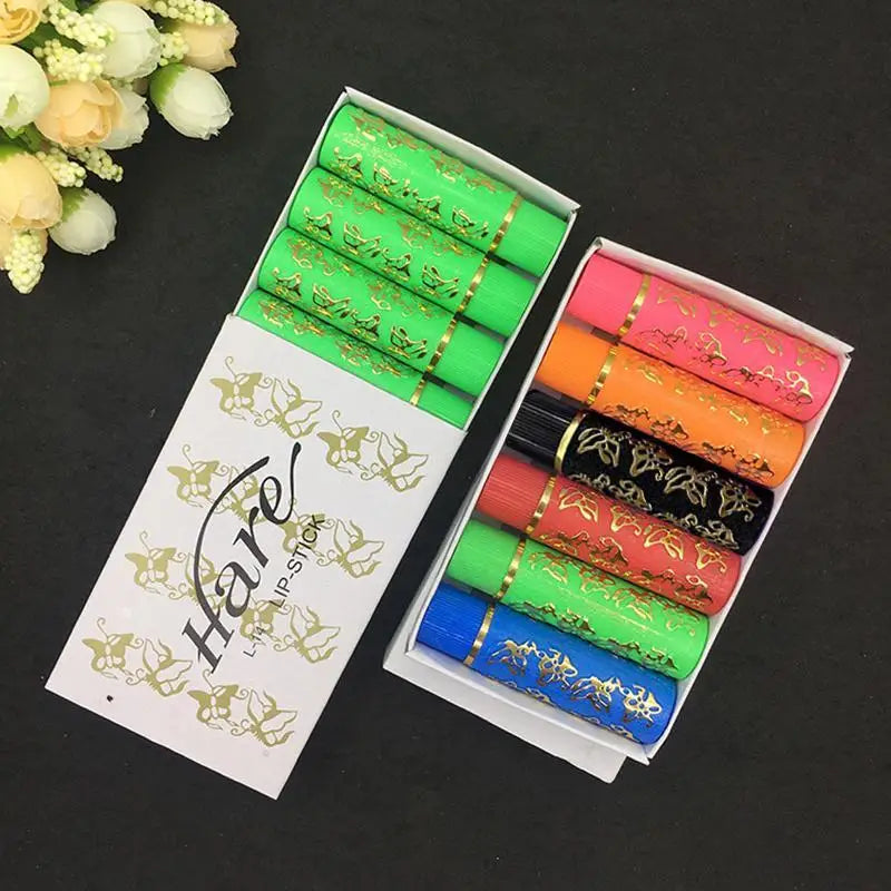 6PCS/Box Lipstick Dark Green Magic Lipgloss Lipstick Long Lasting Waterproof Butterfly Lip Tint Cosmetics Makeup Maquiagem
