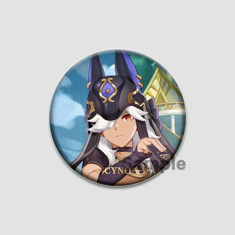 Genshin Impact Game Brooches 58mm Round Button Pins for Backpack Jackets Jewelry Cartoon Cosplay Badge Hutao Zhongli Xiao Badges