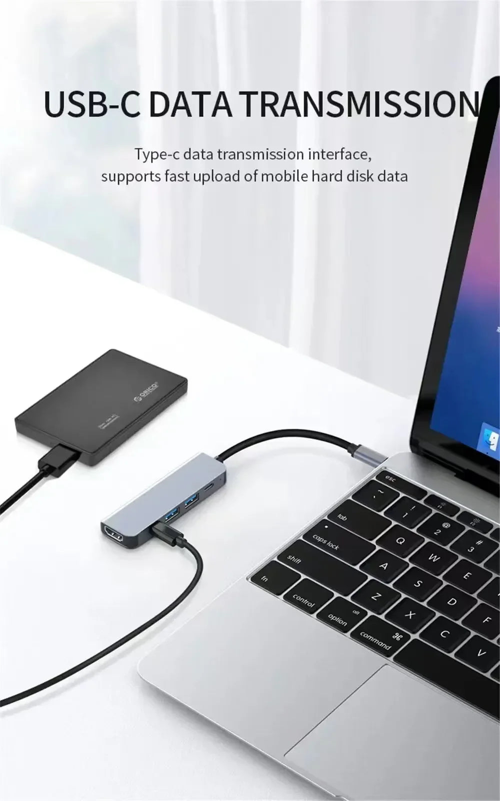 5-in-1 Type-C Hub & USB-C Dock - Multi-Function Adapter for Phone, PC, and Mac