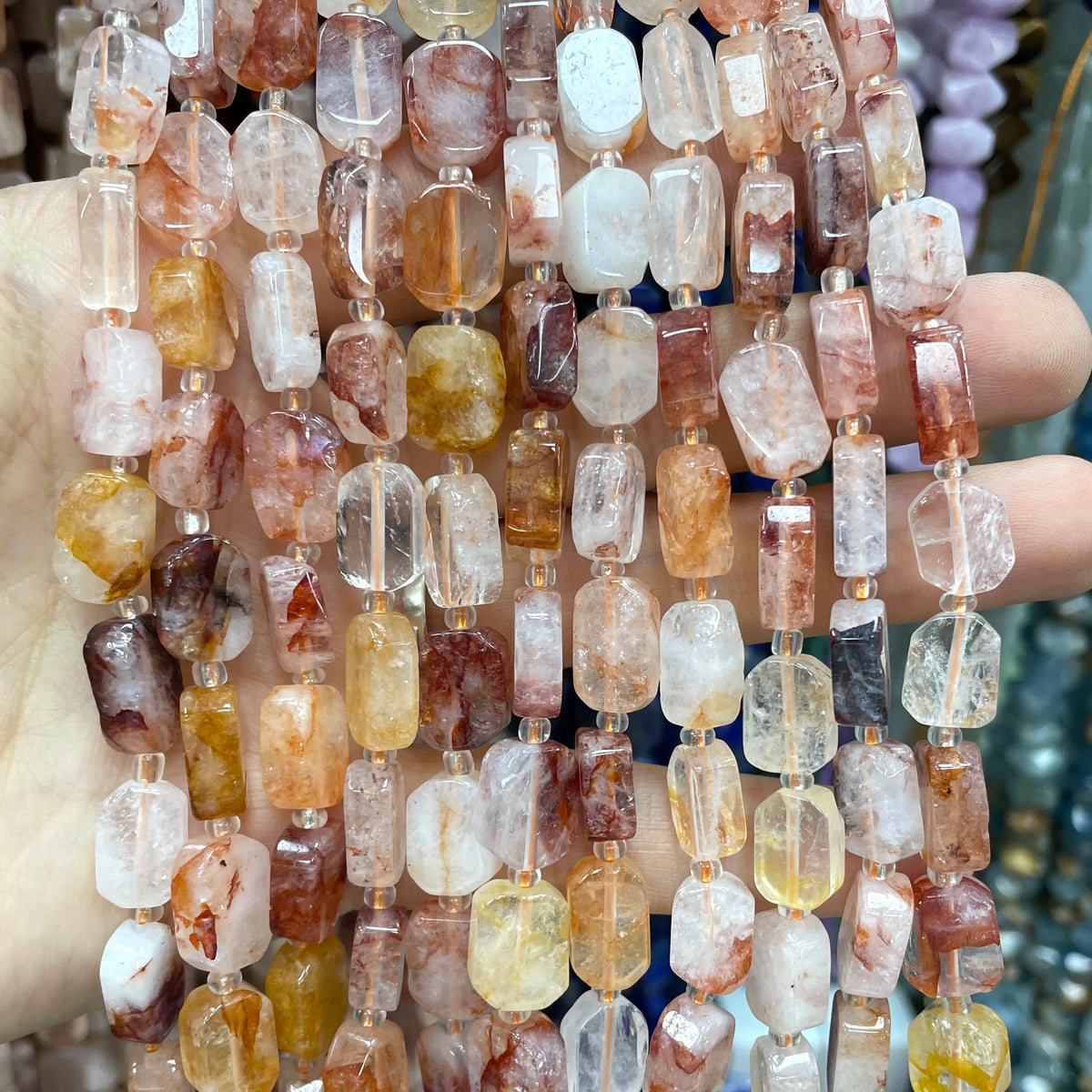 Natural Stone Flat Rectangle Amethyst Lapis Lazuli Quartz Apatite Spacer Beads For Jewelry Making Diy Bracelet Accessorie 8*12MM