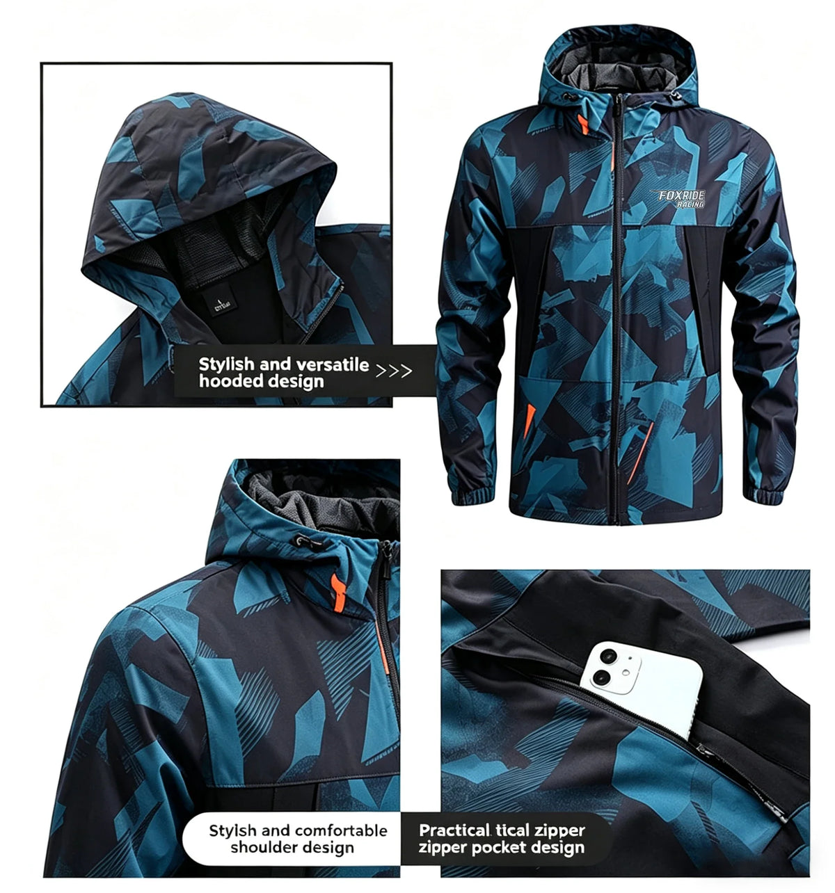 FOXRIDE RACING Men's Windbreaker Cycling Road Mountain Bike Jackets Man Chubasquero Ciclismo Hombre Bicycle Clothing MTB Jacket