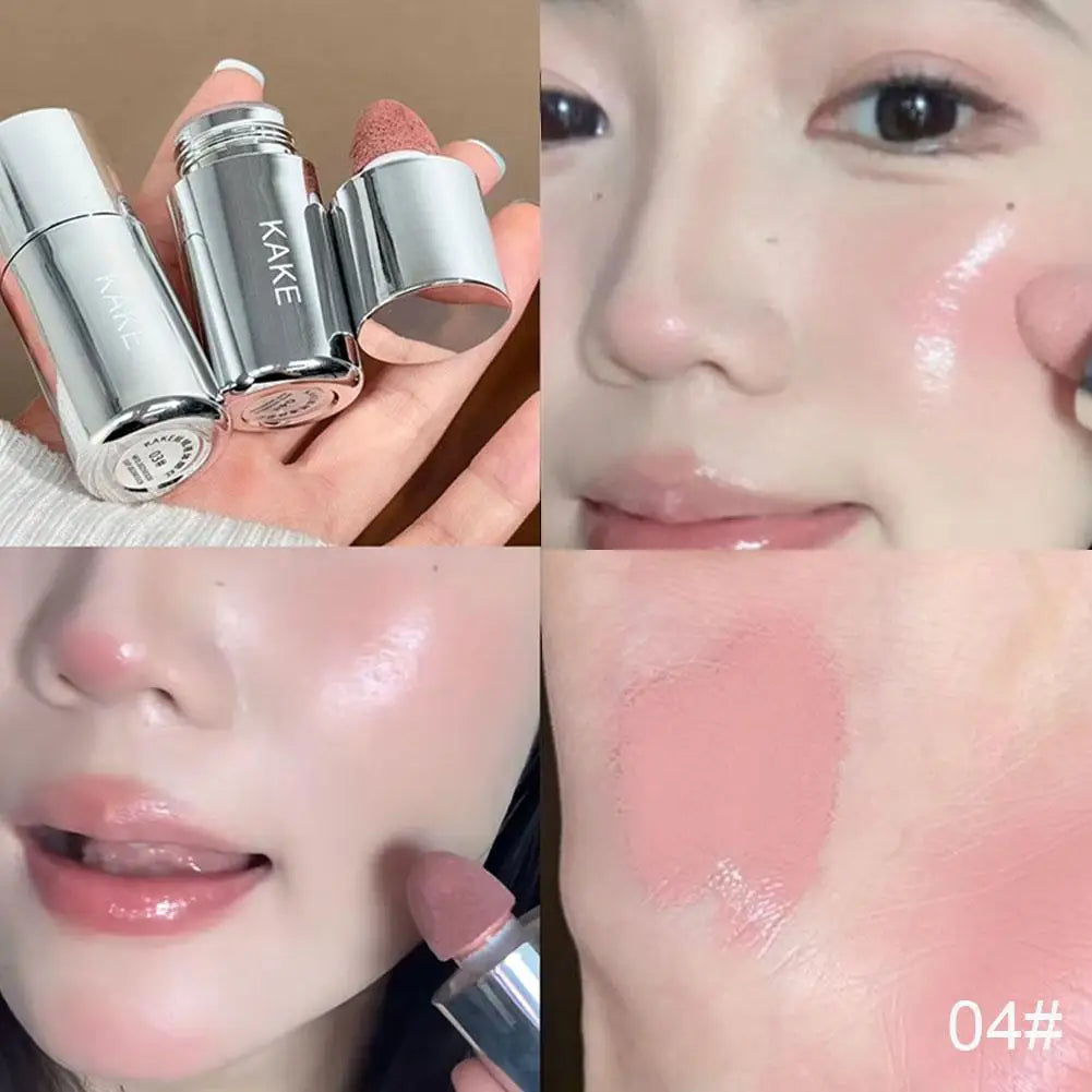 4 Colors Moisturizing Sponge Head Blusher Liquid Blush Stick Cheek Lip Milk Highlighter Natural Pink Rouge Matte Brighten Makeup
