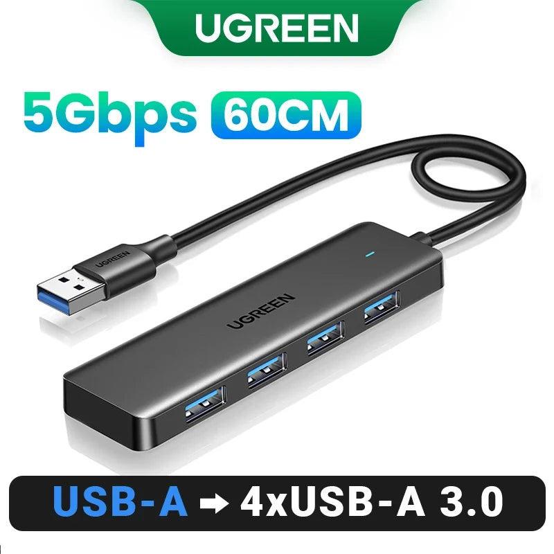 UGREEN USB 3.0 HUB 4 Ports USB-C HUB Slim for Mouse Keyboard Compatible with MacBook Pro Air Laptop Desktop PC Xbox PS5 Splitter
