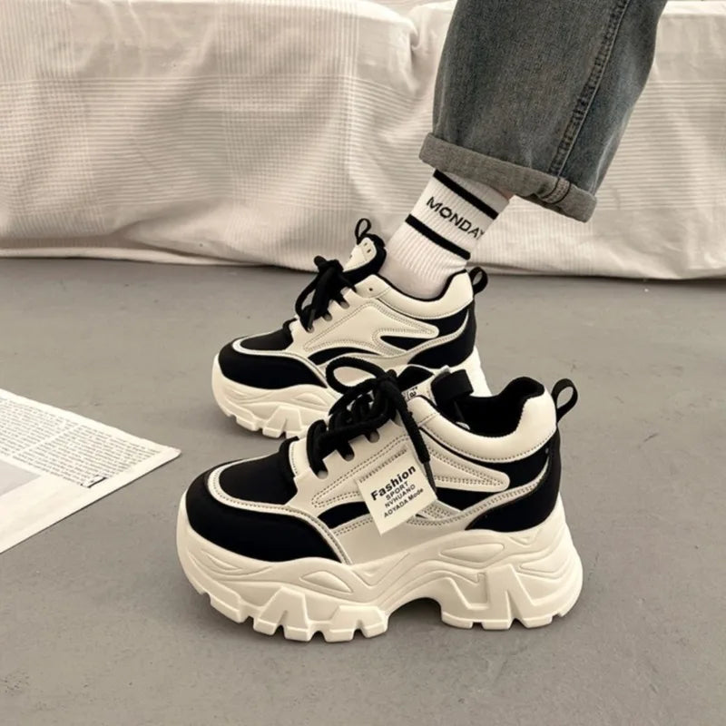 Platform Women Sneakers Autumn New Increased Wear-resistant Vulcanized Shoes Fashion Lace-up Women Casual Training Shoes Zapatos