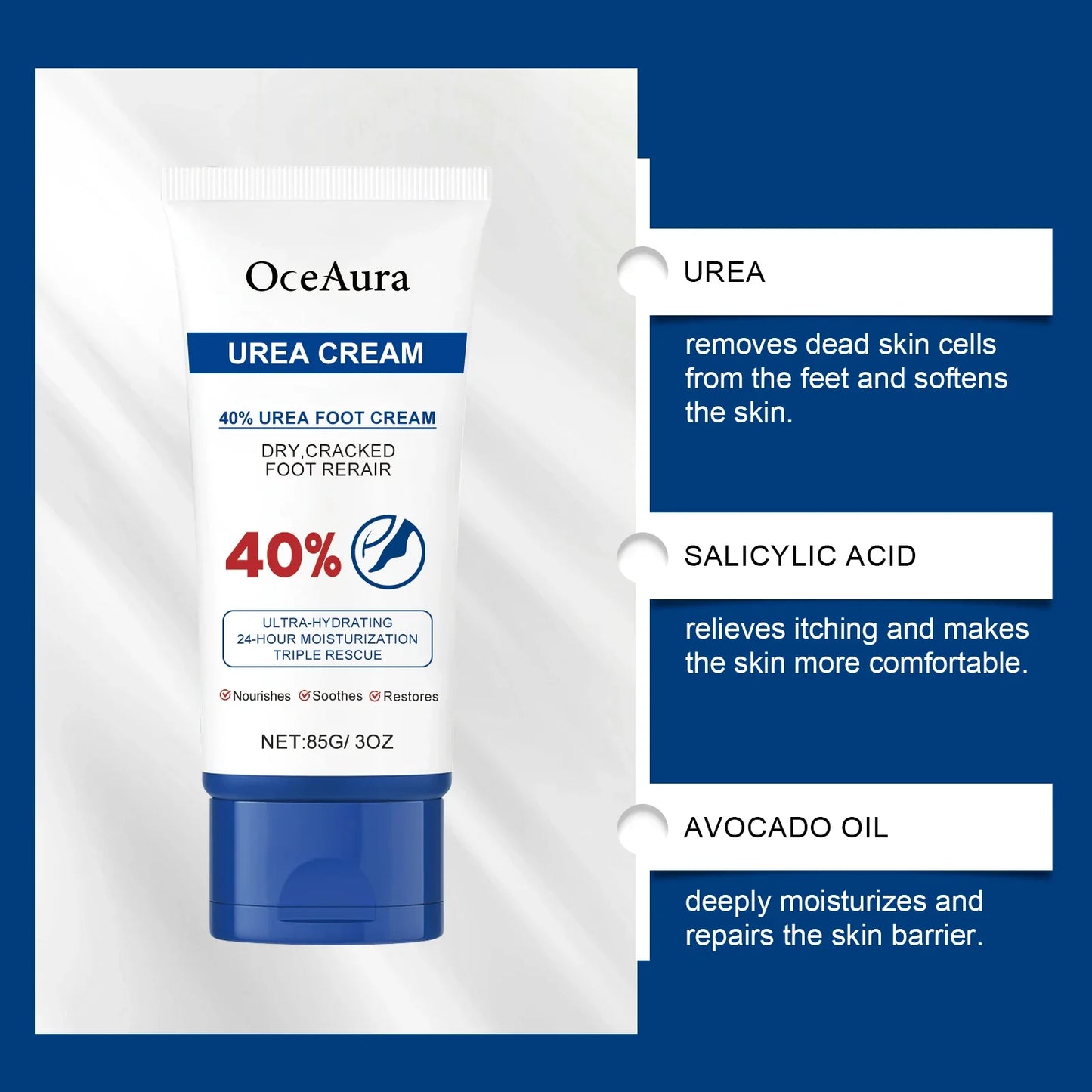 40% Urea Foot Cream Softening Dry Cracked Heels Deep Moisturizing Improve Roughness Remove Callus Exfoliation Foot Care Cream