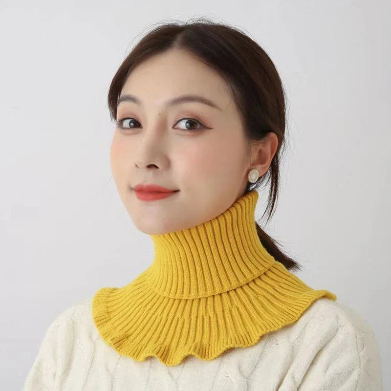 Warm Knitted Fake Collar Women Thicken Turtleneck Ruffles False Collars Detachable Neck Guard Winter Windproof Fake Collar