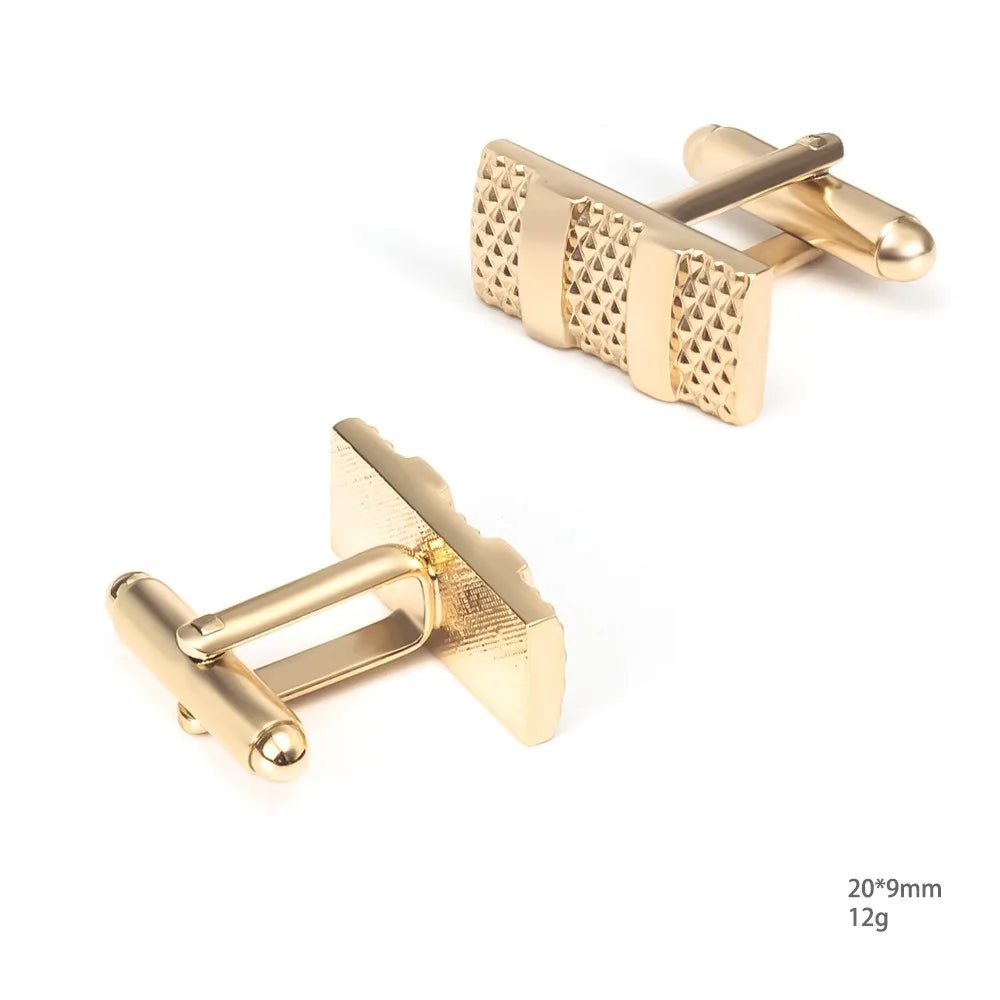 A Set New Stock High-End Electroplated Mesh Metal Tie Clip French Cufflinks Set for Men Premium Quality Stylish Grid