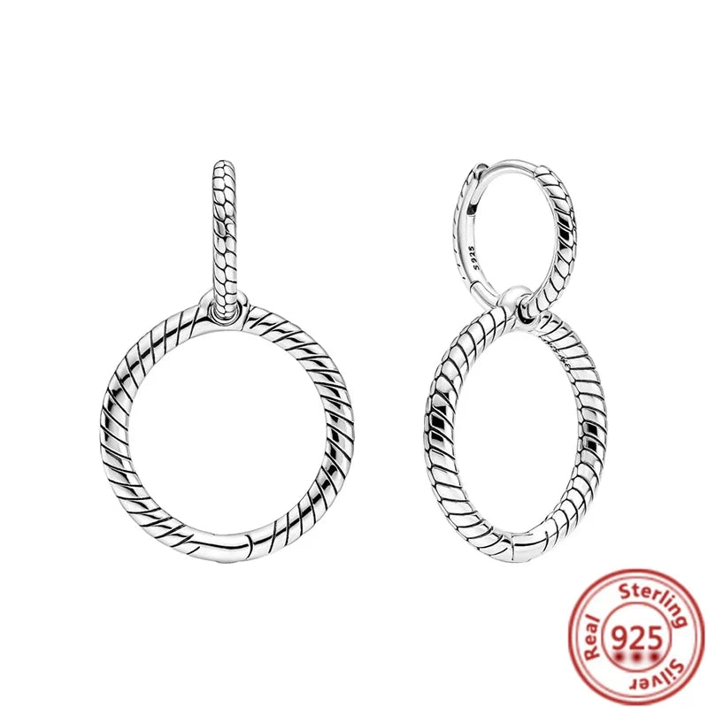Hot Sale 925 Sterling Silver Heart Earrings Fit Original Charms Hoop Earrings For Women Girls Stud Earring Fine Jewelry Gifts
