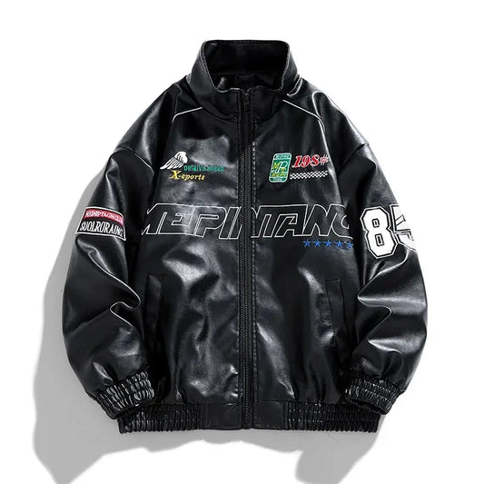 Spring Autumn New Men's Motorcycle Wear Fashion Brand PU Leather Jacket Moto Bike Jackets Thin Fashion Coat Embroidery Hip Hop