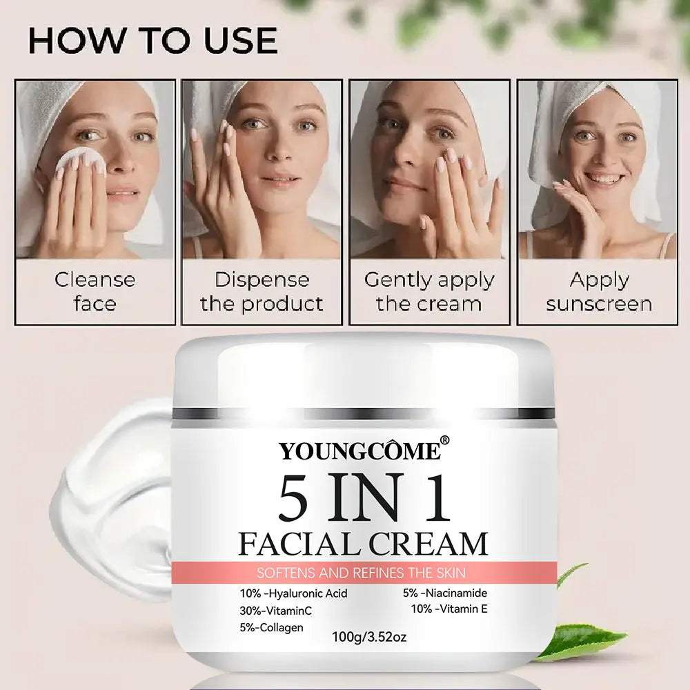 5 In 1 Fade fine lines Firming Face Serum Moisturizing brightning Vitamin C Hyaluronic Acid Facial Serum Shrink Pores Skin Care