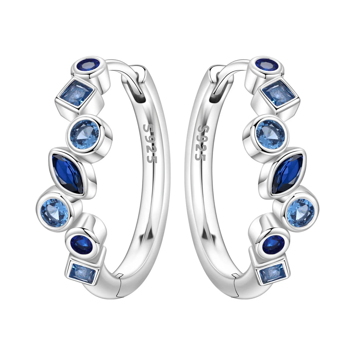 PANPOKI S925 Sterling Silver Purple Zircon Series Earrings Hoop Earrings For Women Jewelry Original Party Trendy Gifts