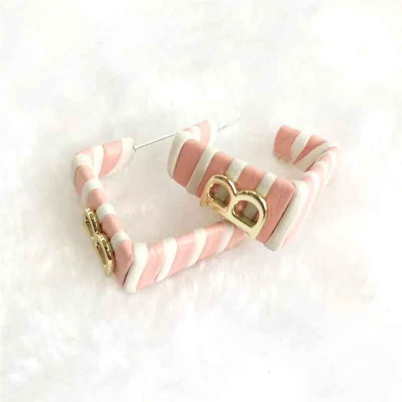 28 Colors Zebra Pu Leather Square Hoop Earrings For Women Fashion Jewelry Letter Alphabet Geometric Stripe Pendientes Mujer