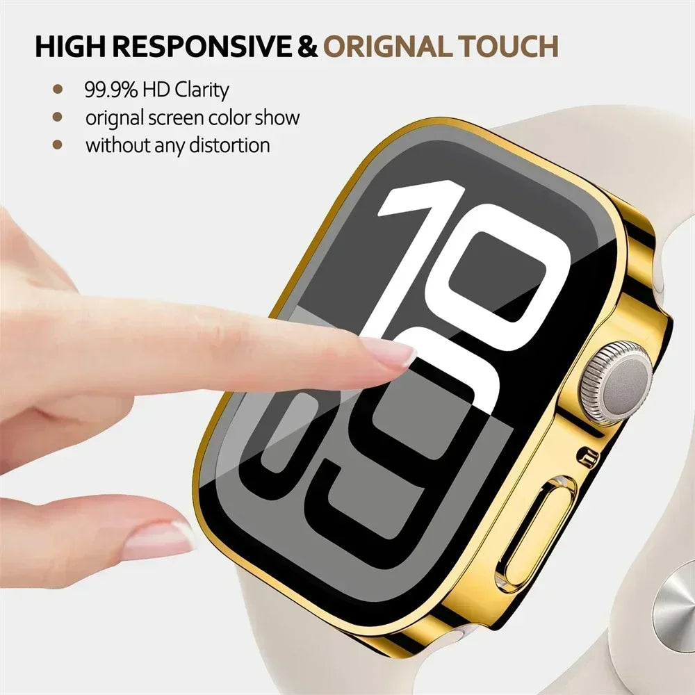 Screen Protector for Apple Watch 10 Case 46mm 42mm 45mm 44mm 41mm 40mm 44 Tempered Glass PC bumper Cover Series 7 8 9 SE 6 5 4