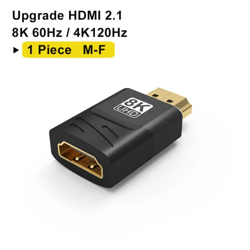 MIZIQIER 8K HDMI 2.1 Adapter 90 270 Degree Male to Female, 8k60Hz 4k120Hz,48Gbps,Compatible PS5/4, HDTV, Roku, TV Stick, PC