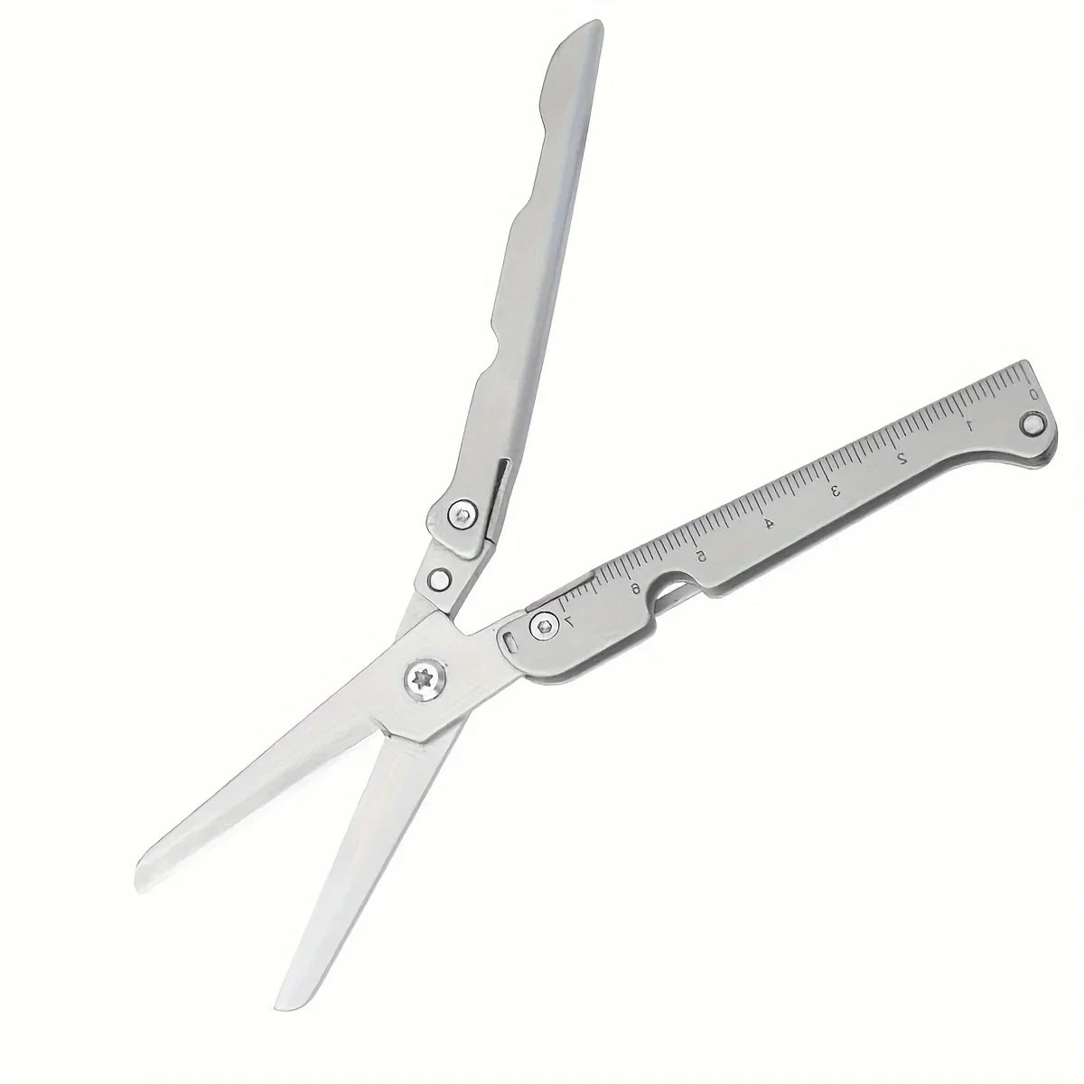 Portable Multifunctional Folding Scissors, Stainless Steel Outdoor Survival Tool for Camping Fishing Hunting