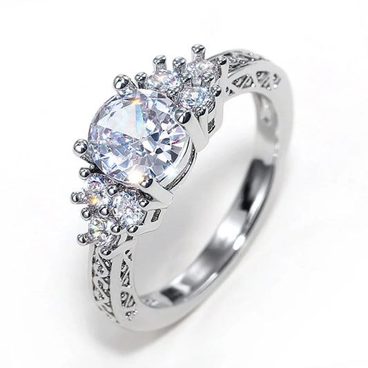 Huitan Trendy Women Wedding Rings with Brilliant Cubic Zirconia Crystal Temperament Female Accessories for Party Fashion Jewelry