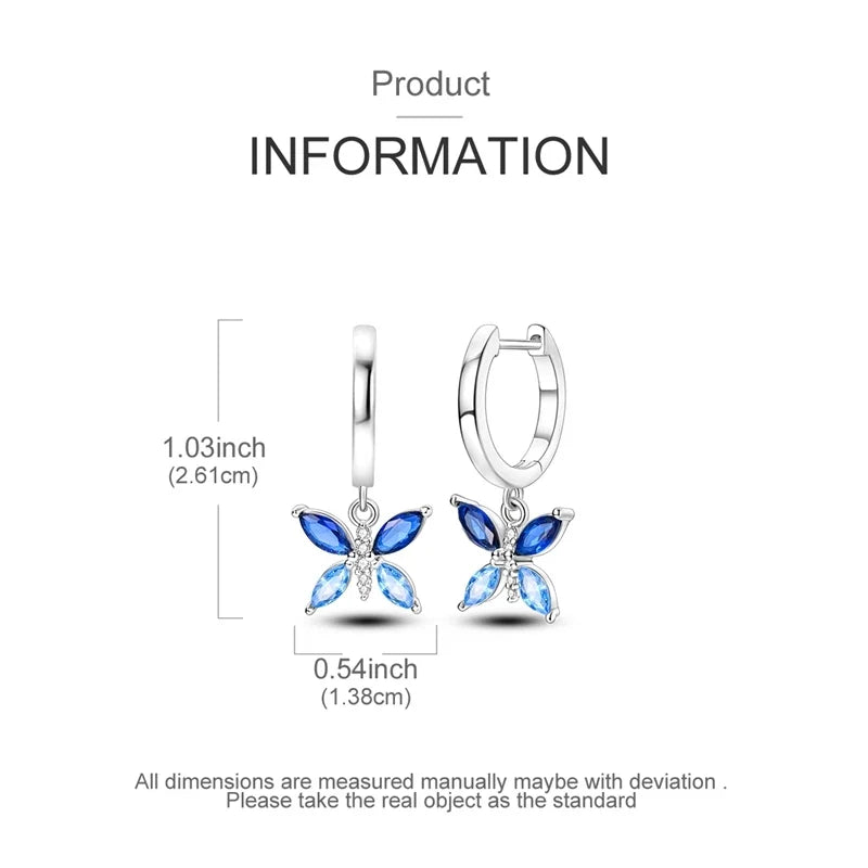 925 Sterling Silver Hoop Earring For Woman Night Sky Blue Purple Gemstone Original Earrings Fashion Jewelry Gift