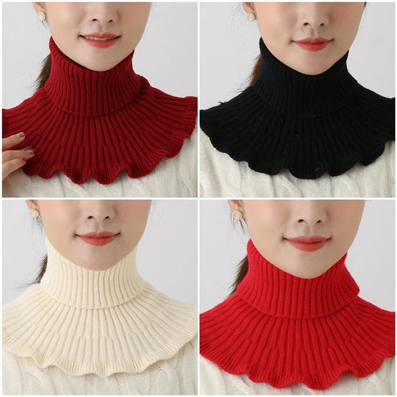 Warm Knitted Fake Collar Women Thicken Turtleneck Ruffles False Collars Detachable Neck Guard Winter Windproof Fake Collar