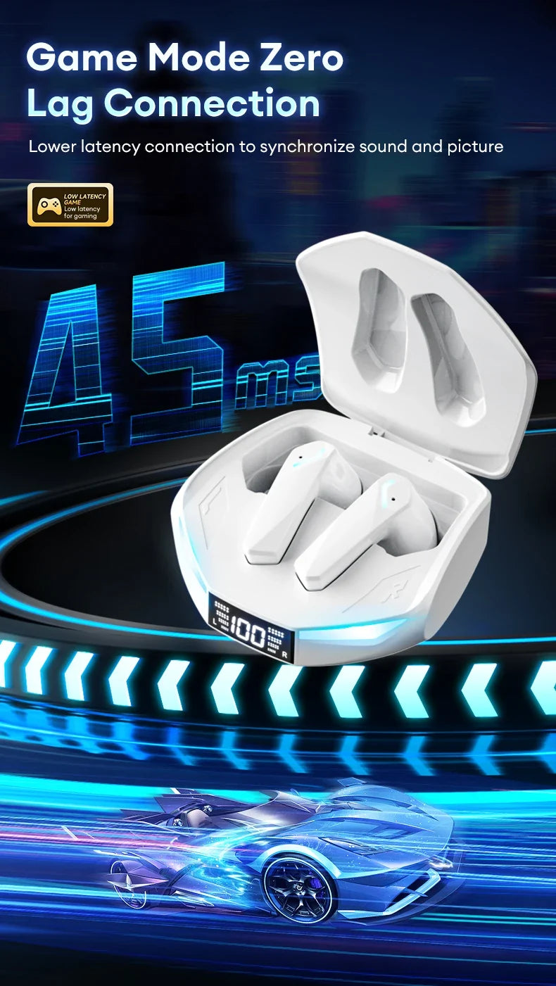 Choice Lenovo XT53 Earphone Wireless Bluetooth 5.4 Headphones Low Latency Gaming Headset Noise Reduction LED Display Earbuds New