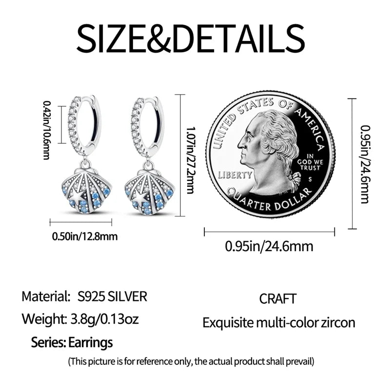 Genuine 925 Sterling Silver Love Feather Earrings Fit Original Charms Hoop For Women Girls Stud Earring Fine Jewelry Gifts