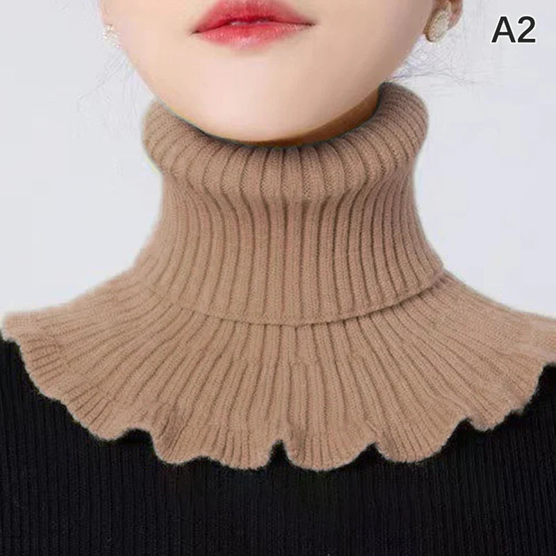 Warm Knitted Fake Collar Women Thicken Turtleneck Ruffles False Collars Detachable Neck Guard Winter Windproof Fake Collar