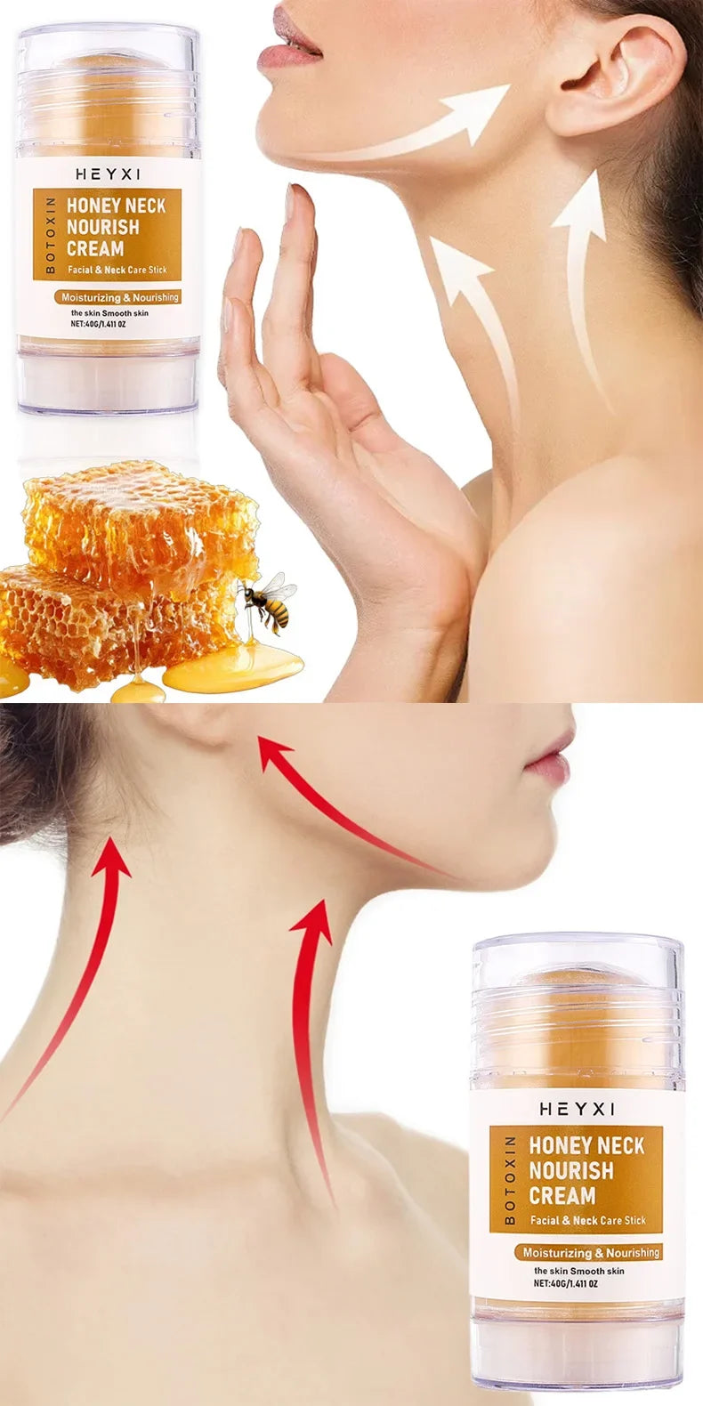 Honey Neck Nourishing Cream, Natural Ingredients, Deep Moisturizing, Refreshing and Easy to Absorb, Suitable for All Skin Types