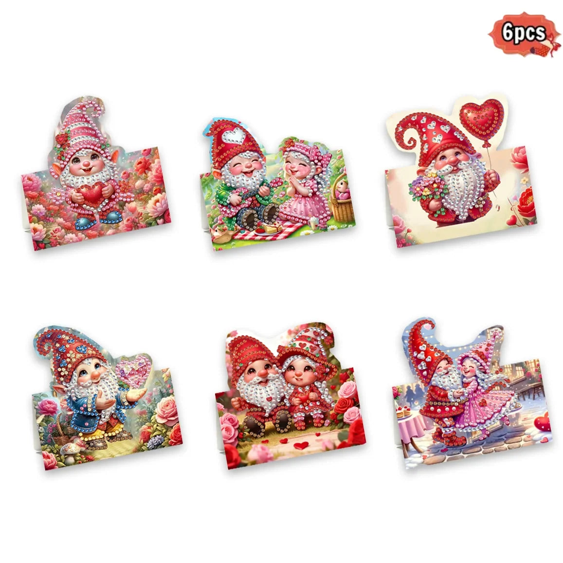 6-Piece/Set DIY Diamond Painting Kit Birthday Card Kit, Unique Flower Pattern Design, Rhinestone Diamond Painting Art Mosaic Pos