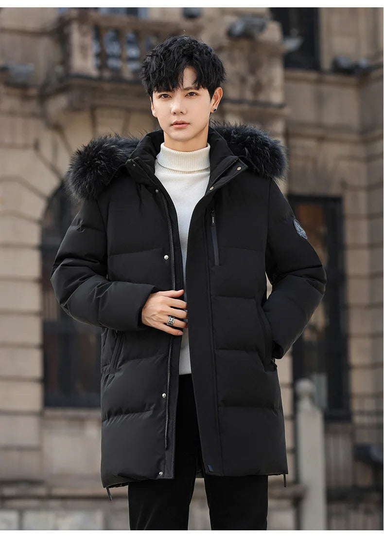 High Brand White Goose Down Jacket Coat Parka Men's Clothing Winter Padded Puffer Jackets Luxury Hooded Padding Outerwear HWY309