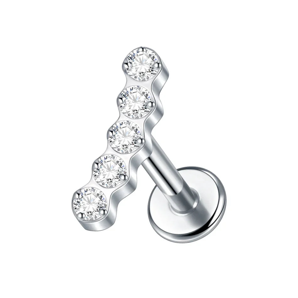 1Pc G23 Titanium Cartilage Stud Earrings for Women Lip Stud Labret Piercing Helix Daith Piercing Body Jewelry