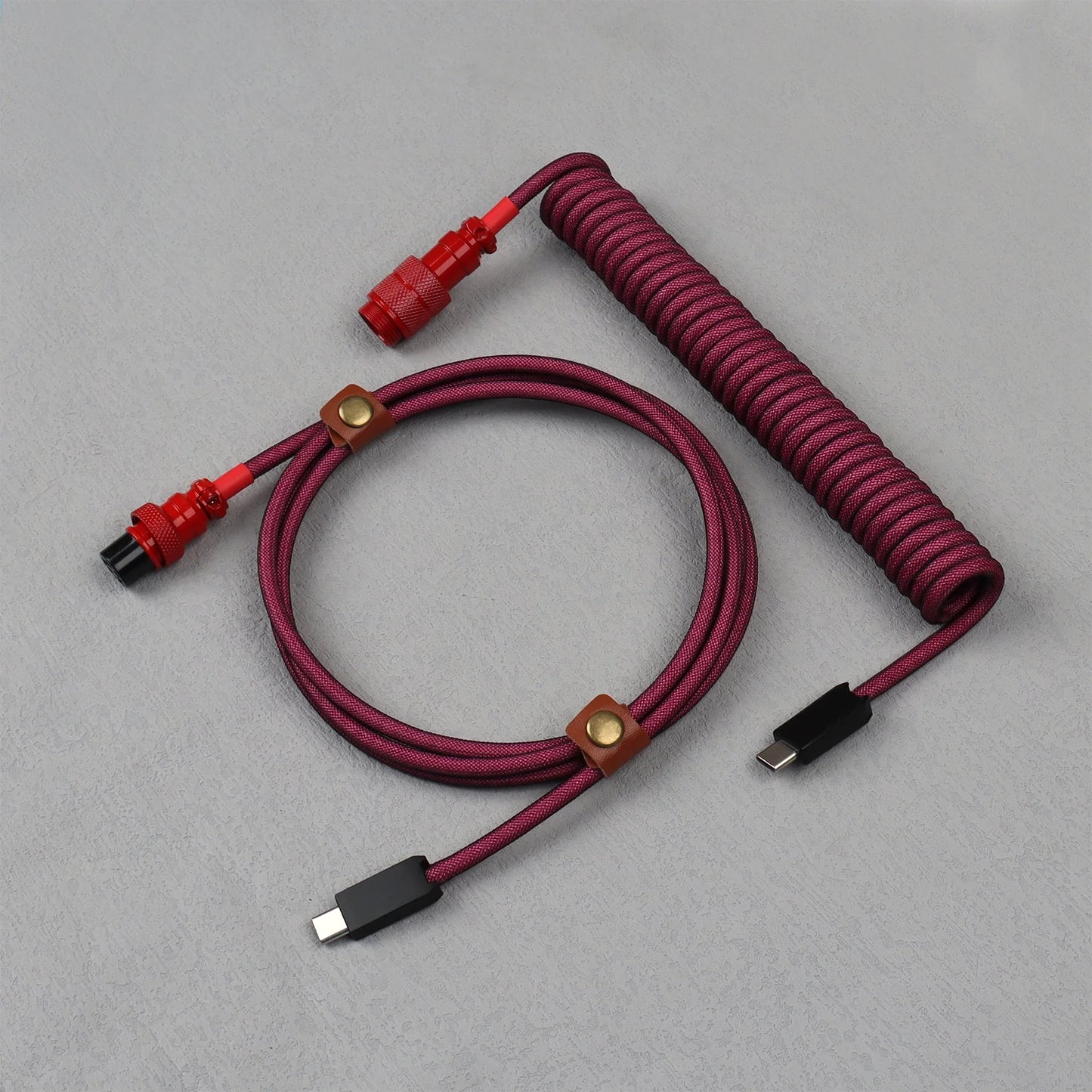 【LANO】Coiled Cable Braided Double-Sleeved Mechanical Keyboard detachable connector use Type-C to C Cable for Mechanical Keyboard