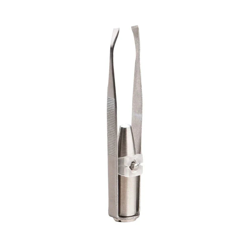 Portable Stainless Steel Led Make Up LED Light Eyelash Eyebrow Clip Tweezer Set Smart Design Hair Remove Tweezer Makeup Tool