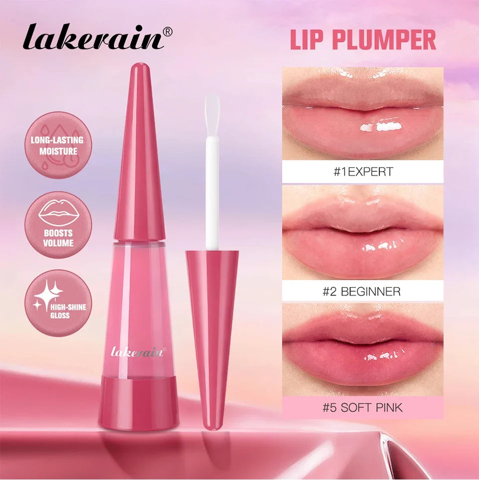 Lakerain Instant Lip Plumper Gloss Oil Lip Long-Lasting Moisturizer Volume Boosting Lip Oil Volumizing & Hydrating Non-Dry Plump