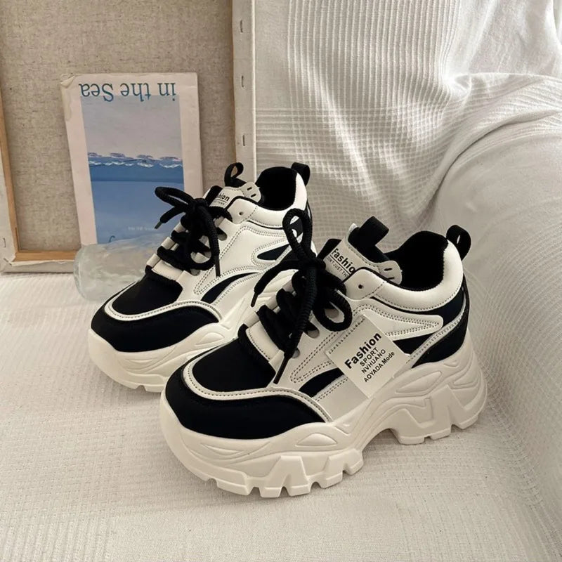 Platform Women Sneakers Autumn New Increased Wear-resistant Vulcanized Shoes Fashion Lace-up Women Casual Training Shoes Zapatos