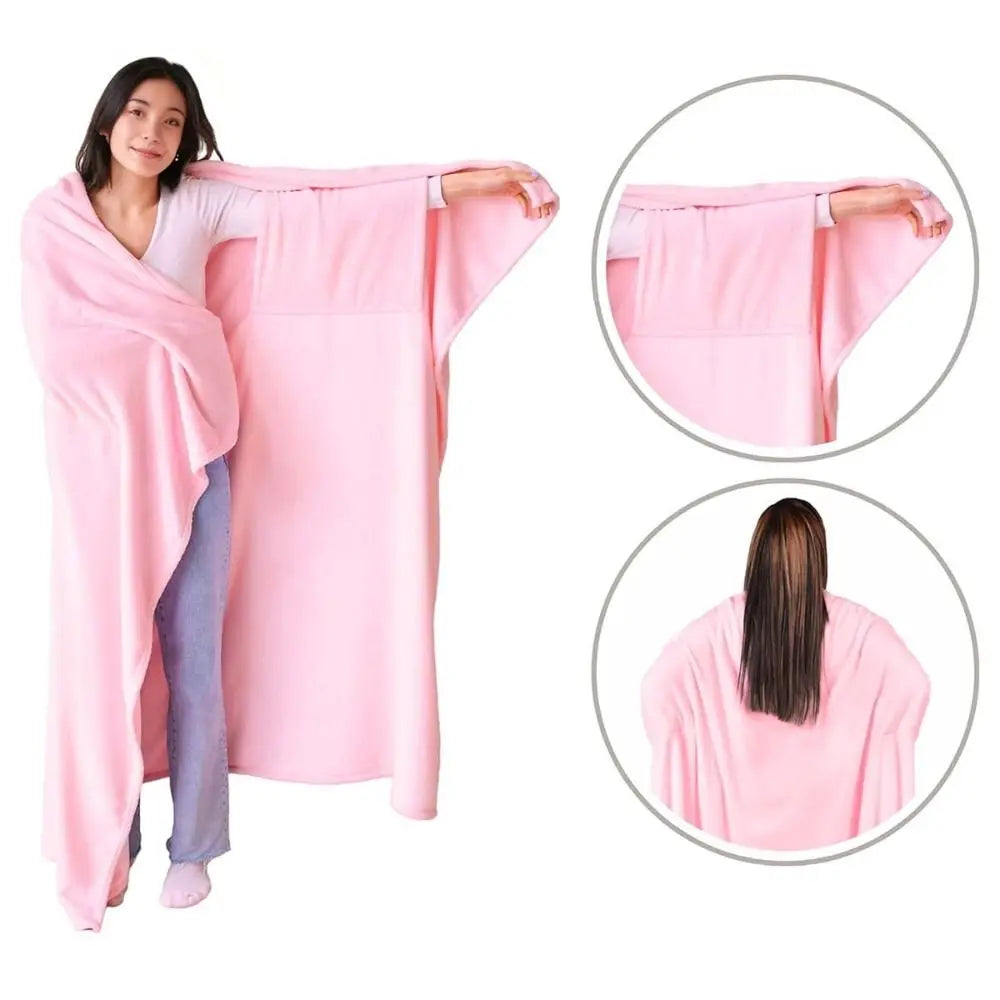Cozy Flannel Winter Wearable Blanket Warm Sofa Throw Blanket Soft Thickened Leisure Blanket Winter